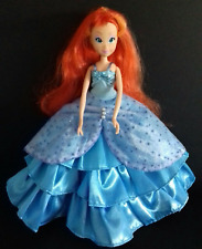 D32. Winx Bloom doll redhead evening dress blue pink shoes VGC