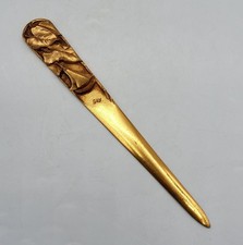 Ouvre lettre coupe papier en bronze doré à décor végétal signé Guy Art Déco