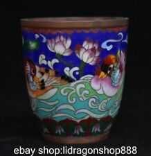 3.8 "Chine antique cuivre scénique Lotus canard mandarin rond brosse pot