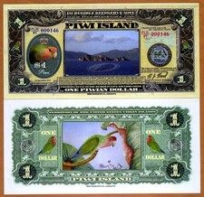 Piwi Island, 1 Dollar, 2014, Polymer, Parrot, UNC