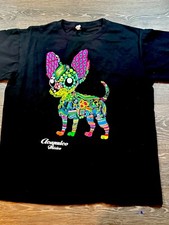 Acapulco Mexico Neon Chihuahua Day Of The Dead Beach Shirt Black Adult Large
