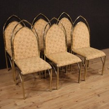 Six chaises meubles sièges fauteuils de design en métal doré salon vinatge 900
