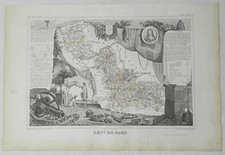 MAGNIFIQUE CARTE DU NORD (59) - ATLAS LEVASSEUR - 1851 - AUTHENTIQUE