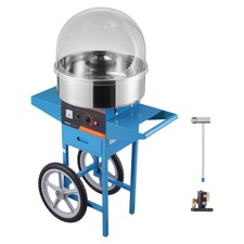 VEVOR Machine à Barbe à Papa Commerciale avec Chariot Appareil à Bonbons Bleu