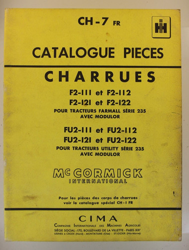 Catalogue pièces charrues - ih,