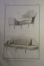 ENGRAVING XVIII° ARCHITECTURE FURNITURE DECORATION ARMCHAIR TAPESTRY CRAFT ART