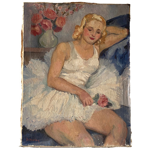 Tableau ancien huile sur toile - sur,