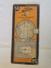 Ancienne carte routière PNEU MICHELIN n° 58 Brest - Quimper (1937)