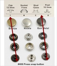 Fermoir bouton attache en fer 12 mm 10 set métal argenté boutons pression 