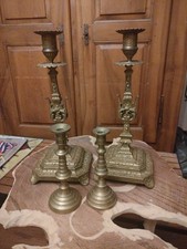 Lot de 4 chandeliers en bronze paire de Flambeaux