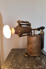 Stunning large antique brass/copper torch, diverted into single lamp