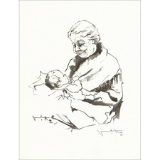 VIKO Victor - Lithographie "Femme et enfant" 32x25cm - 1966