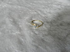 Jolie bague alliance en or massif jaune et blanc et Aigue-Marine 18 carats T:54