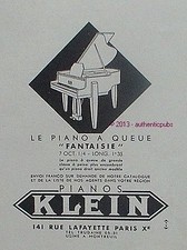 KLEIN PIANOS ADVERTISEMENT LE PIANO A QUEUE FANTASY 1949 MUSIC FRENCH AD PUB