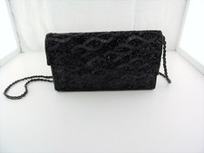 Vintage Black Rock Beads Evening Bag
