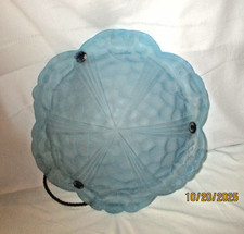 Suspension Plafonnier lustre vasque Art Deco verre moulé bleu era Degué Muller