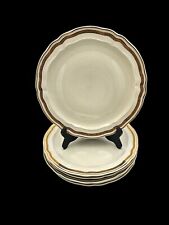 Bernardaud Limoges, porcelain flat plates, ivory gilding x6