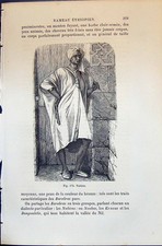 Antique Old Print Nubien Man Smoking Pipe 1880 Human Races Humaines Figuier