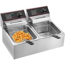 VEVOR 12L Friteuse Électrique Professionnelle Frites avec Minuteur Acier Inox