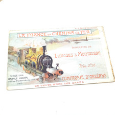 Antique map La France en chemin de fer Limoges Montauban 1903 André Silva