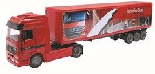 NEWRAY - Camion 4x2 MERCEDES Actros couleur rouge et remorque 3 essieux aux c...