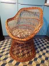 FAUTEUIL-ROTIN-osier-VINTAGE-DESIGN 1950-60-70