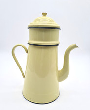 Ancienne Cafetière Émaillée jaune complète Vintage  - A93