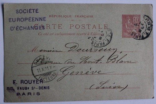 Entier postal france 1901 - postal,