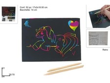 Carte Magique À Gratter Multicolore 50 Pièces + 2 Crayons 21x29,7cm Enfants DFH