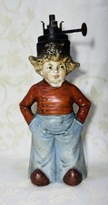BISQUE PORCELAIN KEROSENE LAMP GASOLINE LAMP OIL PORCELAIN BISCUIT CHILD