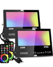 Led Flood Light 500W Equivalent, RGBW Led Outdoor Lights Colored Floodlight w...