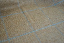 Tissu Tweed Au Mètre En Marron Clair/Beige Avec Carreaux En Bleu