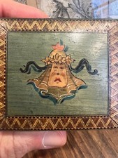 Boite Bois & Marqueterie de Paille XIX Eme Personnage Antique Box