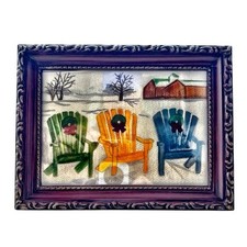 Chaises de Plage Trois Couleurs / Three Colorful Beach Chairs in Winter Snow