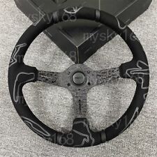 340mm MOMO ULTRA Black Spoke Deep Dish Suede Racing Car Sport Steering Wheel