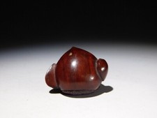 Fine sculpture châtaignes buis Edo original netsuke inro ancien