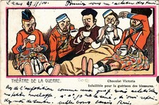 PC CPA Propaganda Satire Military Theatre de Guerre Chocolat Victoria (b12904)