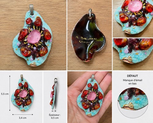 Pendentif émaillé ancien - pendentif,