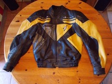Blouson de moto en cuir noir, jaune et gris RICHA Taille 50 bonne occasion