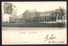 Old postcard Charleroi, Gare du Sud 1904 