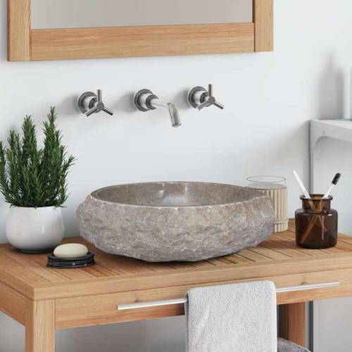 Lavabo gris ø40x12 marbre - Ø40x12, cm