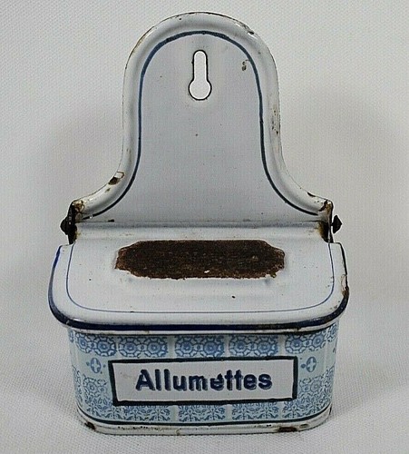 Old matchbox canvas enamel - canvas,