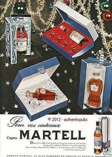 1959 FRENCH AD MARTELL COGNAC BRANDY NOEL BALL BOX AD PUB