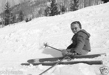 Wooden Ski Portrait Child Ski Station - Repro Antique Photo Poster 