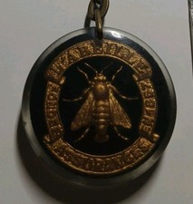 Aqsurances Bee Keychain + Saint Christopher Golden Antique
