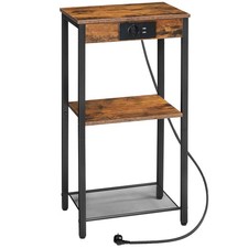 Table d’Appoint Haute avec Station de Charge, Table de Chevet Petite pour Sal...