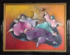 David Schluss, Chaise Lounges, Oil on Canvas, signed