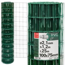 Clôture métallique clôture de jardin verte H1,2 m L25 m maille 100 x 75 mm Ø2...