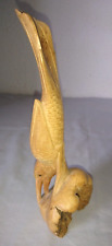 ANTIQUE BEAUTIFUL ONE BIRD DOWNSTAIRS STATUETTE WOOD ROOT INDONESIA 1970