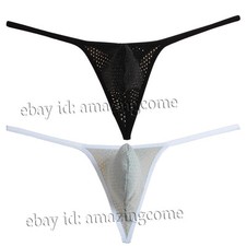 Mens Breath Holes Elastic Fabric Tangas Underwear Bikini Thongs Micro G-string